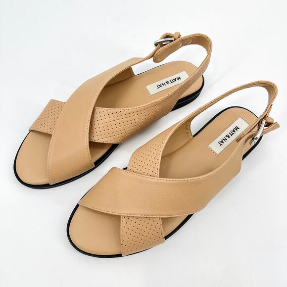 New W/O Box Matt & Nat Vegan Criss Cross Neutral Comfort Sandals Size 40 US 9 - Picture 4 of 9